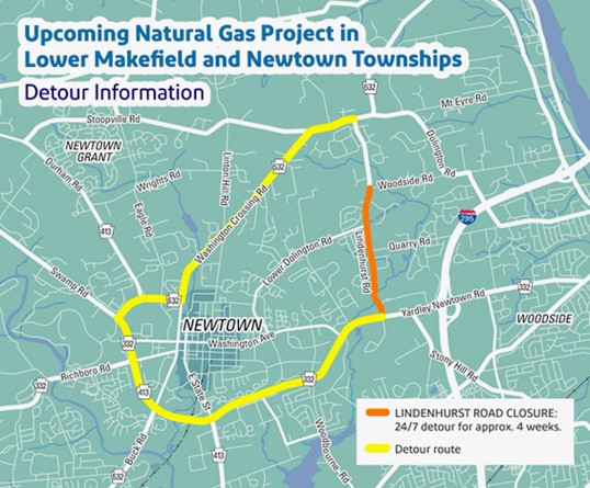 Lindenhurst Road - PECO Gas Project Detour Map